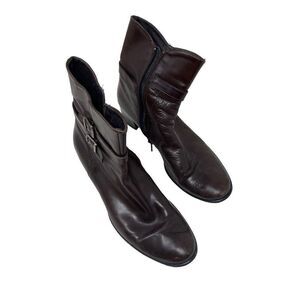 Arnold Churgin Womens Double Buckle Leather Side Zip Riding Boots Brown Size 41